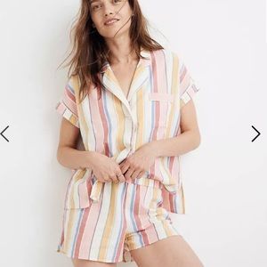Madewell short Pajama in rainbow stripes
